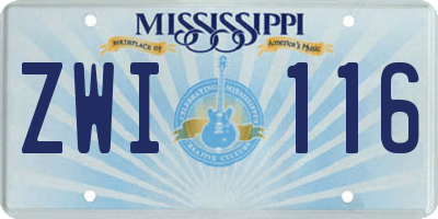 MS license plate ZWI116