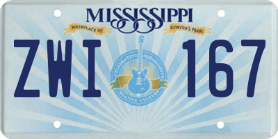 MS license plate ZWI167