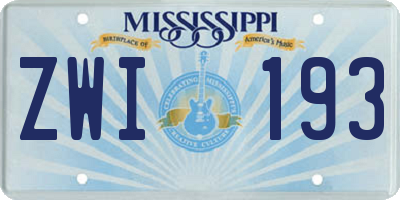 MS license plate ZWI193