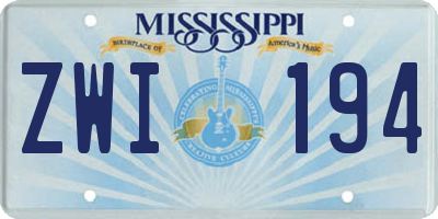 MS license plate ZWI194