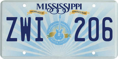 MS license plate ZWI206