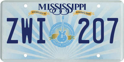 MS license plate ZWI207