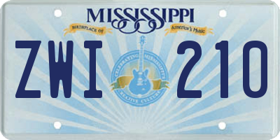 MS license plate ZWI210