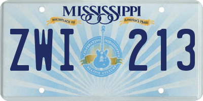 MS license plate ZWI213