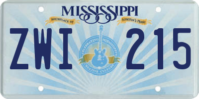 MS license plate ZWI215