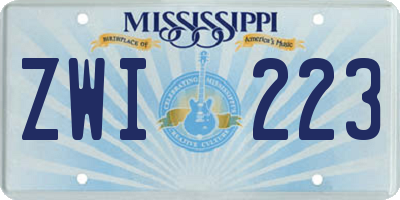 MS license plate ZWI223