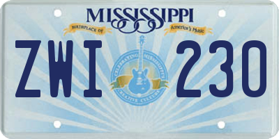 MS license plate ZWI230