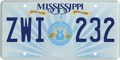 MS license plate ZWI232