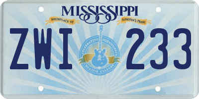 MS license plate ZWI233