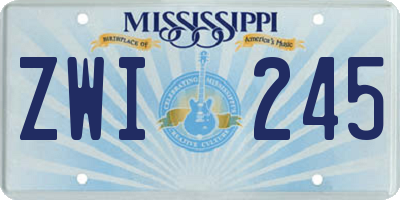 MS license plate ZWI245