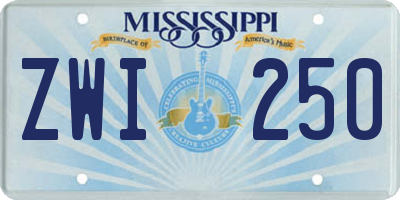 MS license plate ZWI250