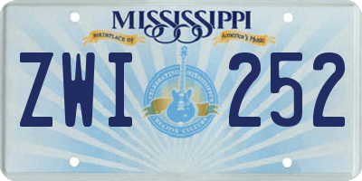 MS license plate ZWI252