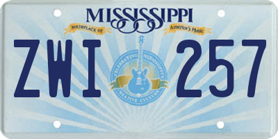 MS license plate ZWI257