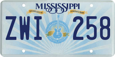 MS license plate ZWI258