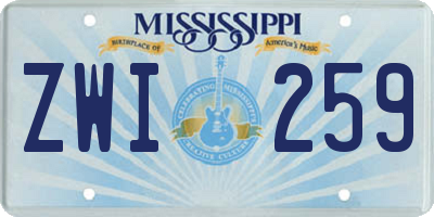 MS license plate ZWI259