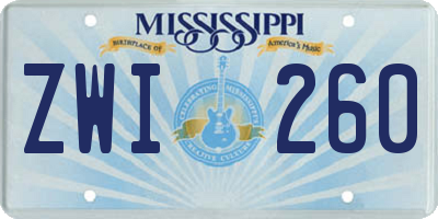 MS license plate ZWI260