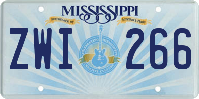MS license plate ZWI266