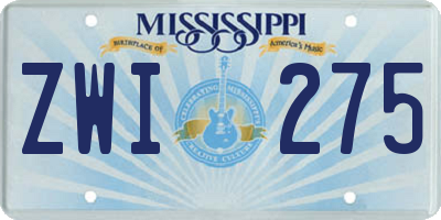 MS license plate ZWI275