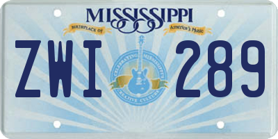 MS license plate ZWI289