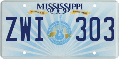 MS license plate ZWI303
