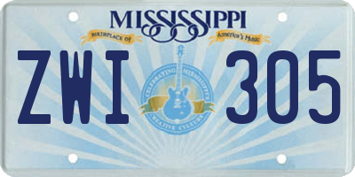 MS license plate ZWI305