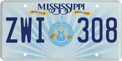 MS license plate ZWI308