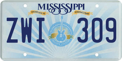 MS license plate ZWI309