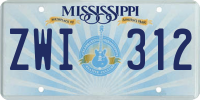 MS license plate ZWI312