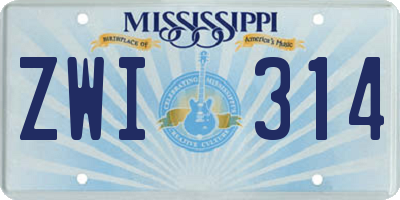 MS license plate ZWI314