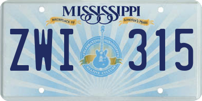 MS license plate ZWI315