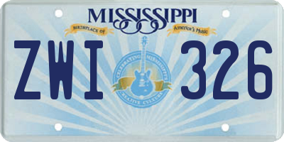 MS license plate ZWI326