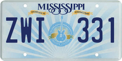 MS license plate ZWI331