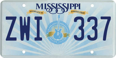MS license plate ZWI337