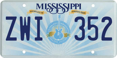 MS license plate ZWI352