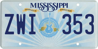 MS license plate ZWI353
