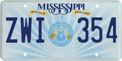 MS license plate ZWI354