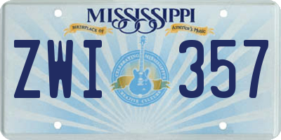 MS license plate ZWI357