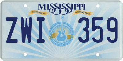 MS license plate ZWI359