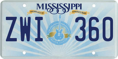 MS license plate ZWI360