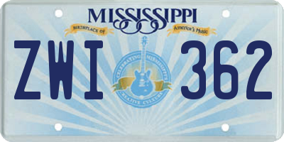 MS license plate ZWI362
