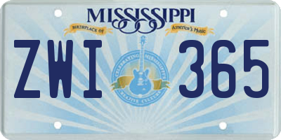 MS license plate ZWI365