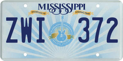 MS license plate ZWI372