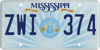 MS license plate ZWI374