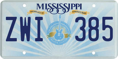 MS license plate ZWI385