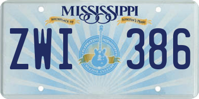 MS license plate ZWI386