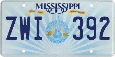 MS license plate ZWI392
