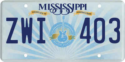 MS license plate ZWI403