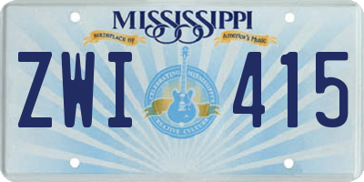 MS license plate ZWI415