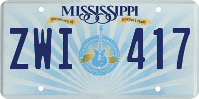 MS license plate ZWI417