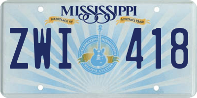 MS license plate ZWI418